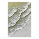 "Romantic Tides"—A Minimalist Coastal Acrylic Painting with Sage Green Textured Waves