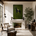 "Midnight Wanderer" – Folk-Surrealist Black Horse Olive Impasto Oil Painting