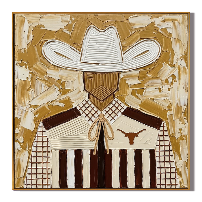 "Western Icon" – Vintage Cowboy Textured Oil Painting