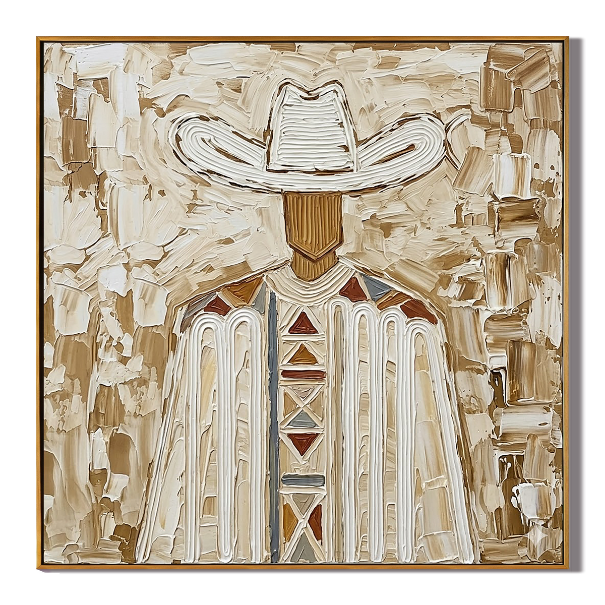 "Desert Sentinel" – Western Cowboy Textured Oil Painting in Warm Earth Tones