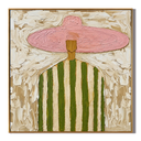 "Pink Sombrero Charm" – Vintage Mexican Cowboy Textured Oil Painting