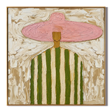 "Pink Sombrero Charm" – Vintage Mexican Cowboy Textured Oil Painting