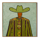 "Green Frontier" – Vintage Western Cowboy Textured Oil Painting