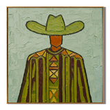 "Green Frontier" – Vintage Western Cowboy Textured Oil Painting
