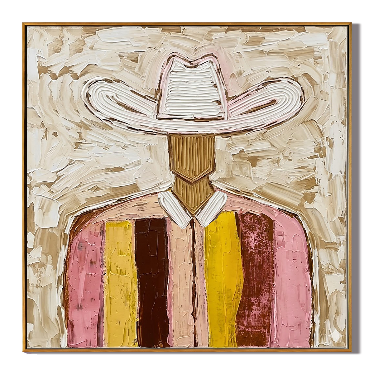 "Rose Frontier" – Vintage Western Cowboy Textured Oil Painting