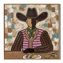 "Taco Cowboy" – Vintage Mexican Cowboy Textured Oil Painting