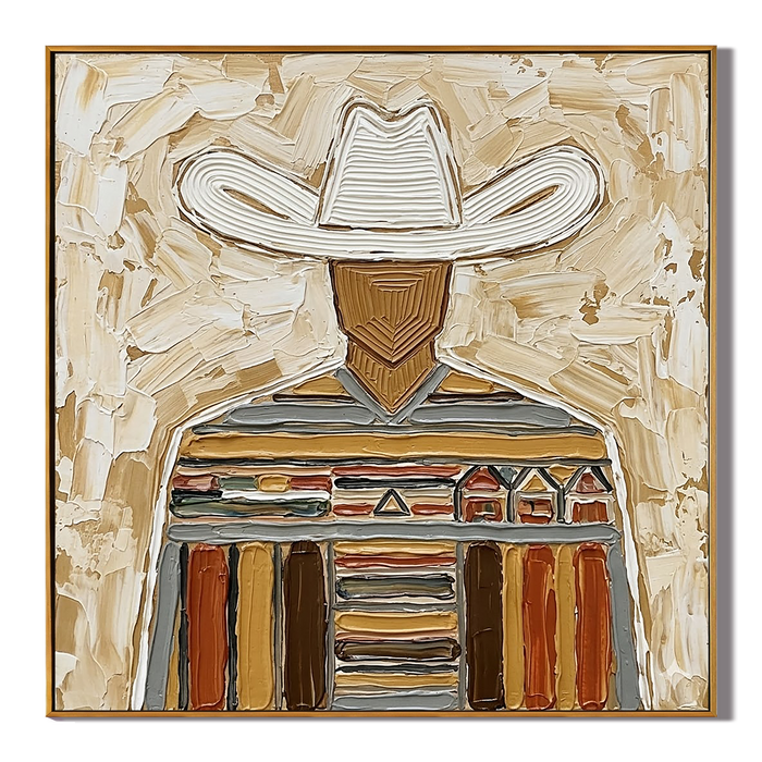 "Ranch Herald" – Vintage Western Cowboy Textured Oil Painting