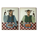 “The Rustic Feast” – Folk Art Dining Portrait Oil Painting Set