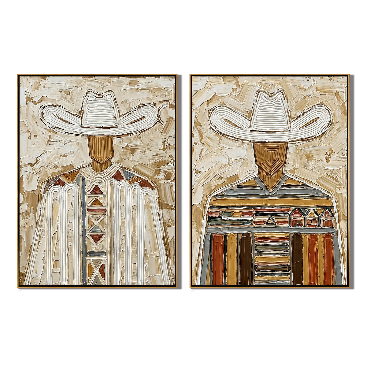 “Desert Guardians” – Textured Western Cowboy Oil Painting Set