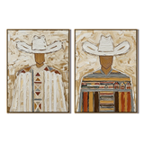 “Desert Guardians” – Textured Western Cowboy Oil Painting Set