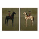 "Twilight Riders of the Frontier" – Western Desert Diptych Oil Painting Set