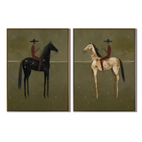 "Twilight Riders of the Frontier" – Western Desert Diptych Oil Painting Set