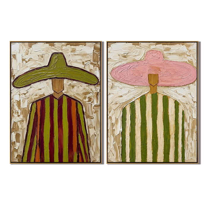 “Fiesta Horizon” – Textured Sombrero Folk Art Oil Painting Set