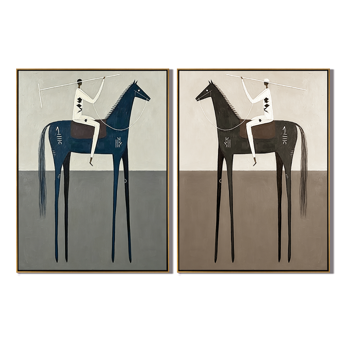 “Silent Riders” – Minimalist Equestrian Oil Painting Set