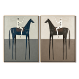 “Silent Riders” – Minimalist Equestrian Oil Painting Set