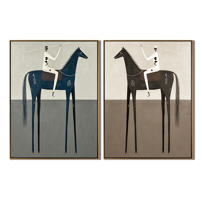 “Silent Riders” – Minimalist Equestrian Oil Painting Set