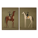 “Prairie Pilgrims” – Primitive Equestrian Oil Painting Set