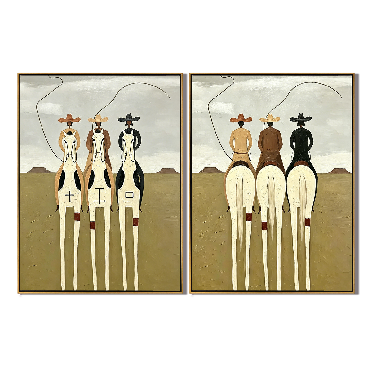 “Riders of the Open Plain” – Western Cowboy Equestrian Oil Painting Set