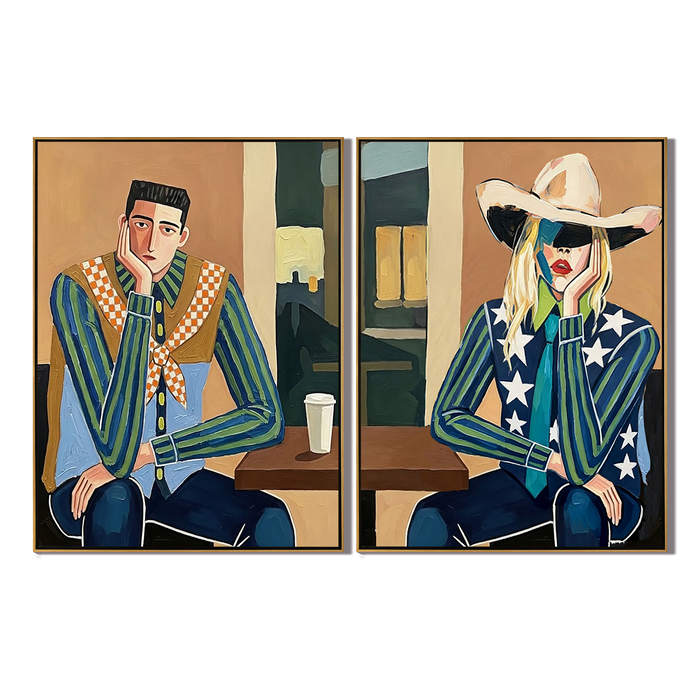 “Café Stardust” – Modern Fashion Portrait Oil Painting Set