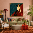 "Azure Noir" – Textured Chic Figure with Hat Palette Knife Oil Painting