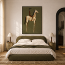 "Desert Solitude" – Elongated Western Rider Textured Olive Canvas Art