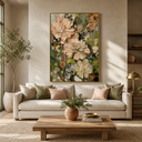 "Blossom Reverie" – Textured Floral Oil Painting in Soft Pink and Green