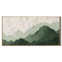 “Verdant Stillness” – Green Mountain Wabi Sabi Impasto Oil Painting
