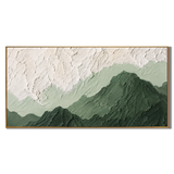 “Verdant Stillness” – Green Mountain Wabi Sabi Impasto Oil Painting