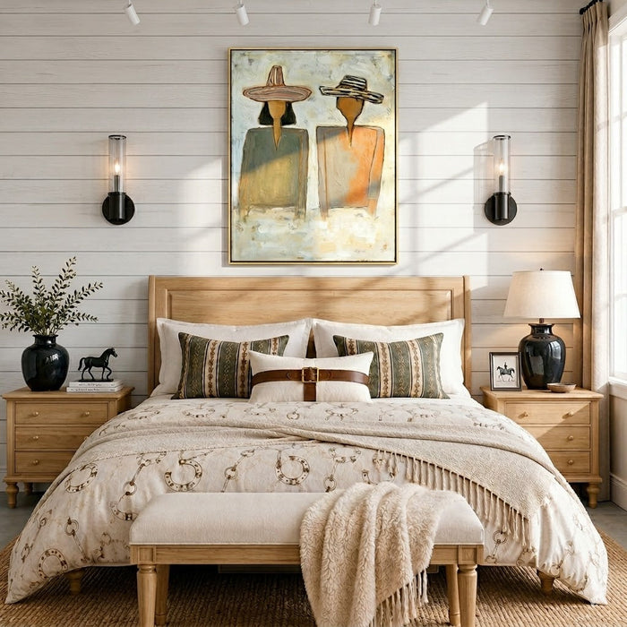 “Desert Companions” – Modern Western Couple Portrait Oil Painting