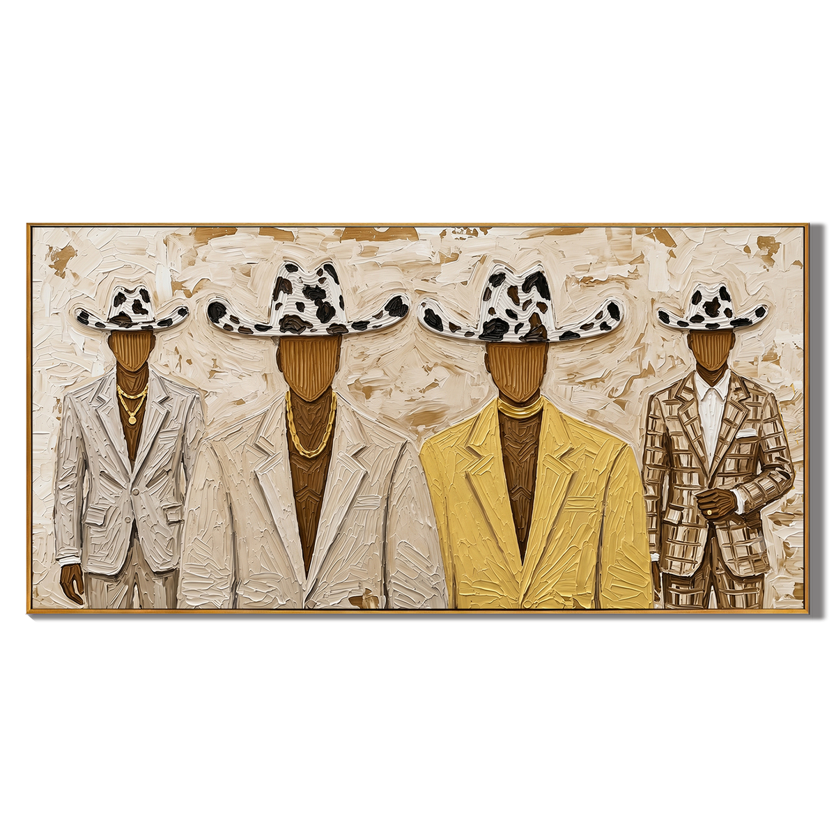 “The Gilded Ranchmen” – Western Cowboy Suit Impasto Oil Painting