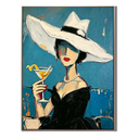 “Midnight Aperitif” – Elegant Lady Portrait Oil Painting in Blue and Black