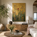 "Golden Flower Cluster" – Art Nouveau Klimt-Style Floral Gold Foil Painting