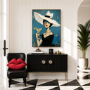 “Midnight Aperitif” – Elegant Lady Portrait Oil Painting in Blue and Black