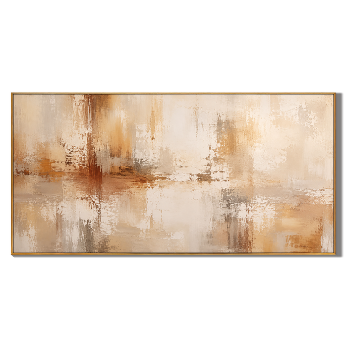 “Aged Radiance” – Warm Neutral Wabi Sabi Abstract Oil Painting