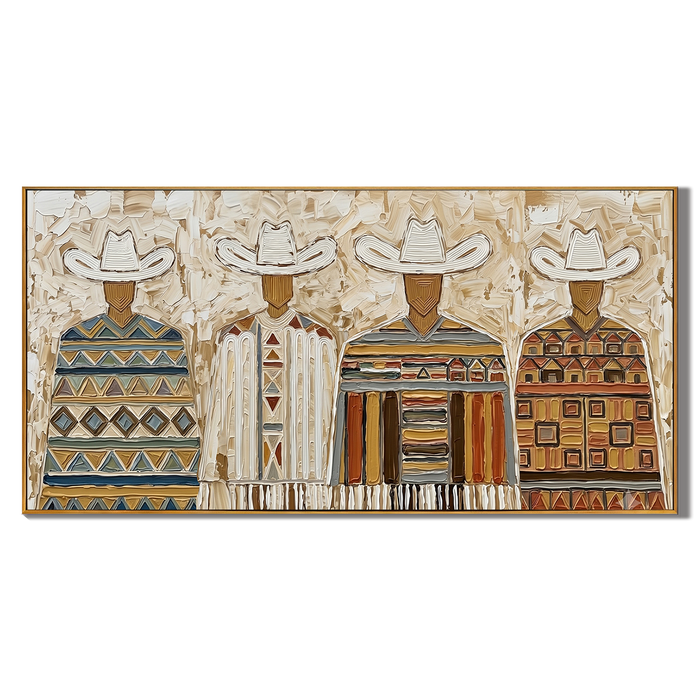 “Tribal Rangers” – Southwestern Cowboy Impasto Oil Painting