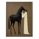 “Midnight Bond” – Mystical Black Horse Folk Art Oil Painting