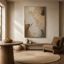 "Flowers bloom slowly" – Wabi-Sabi Textured Cream & Beige 3D Floral Acrylic Painting