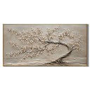 "Windswept Serenity" – Wabi-Sabi Neutral Textured Tree Oil Painting