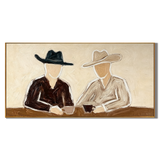“Coffee at Sundown” – Minimal Western Cowboy Impasto Oil Painting