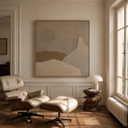 "Textured Moonland"—A Minimalist Relief Canvas Painting in Wabi-Sabi Earth Tones