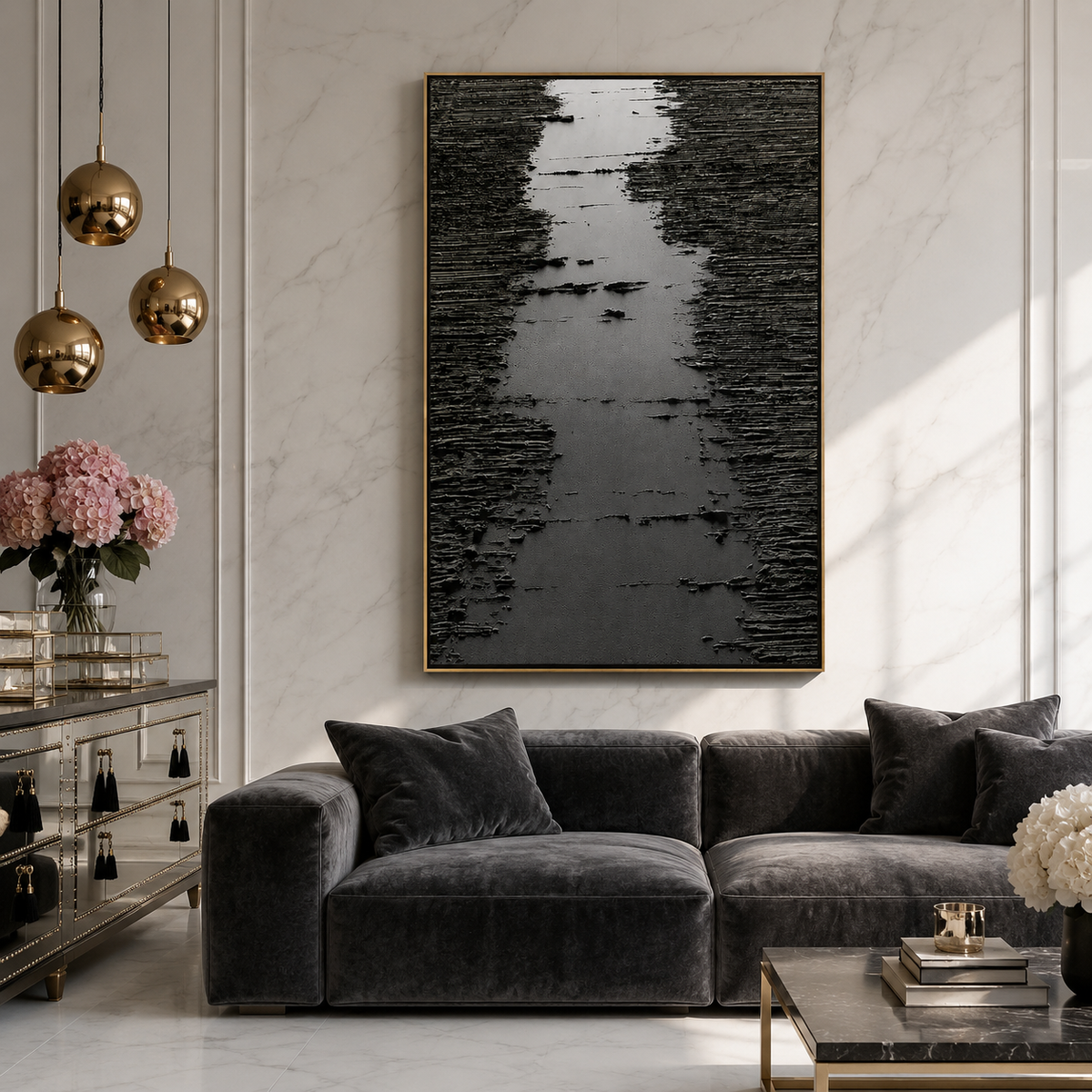 "Silent Passage" – Black Wabi Sabi Abstract Textured Wall Art