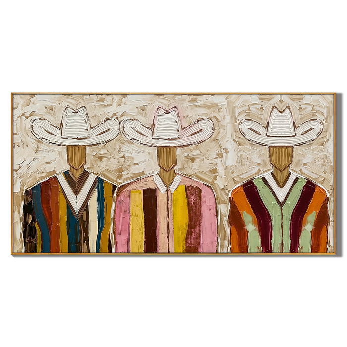 “Desert Fellowship” – Colorful Western Cowboy Impasto Oil Painting