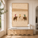 "Desert Adventure" – Modern Warm Neutral Impasto Cowgirls Trio Painting