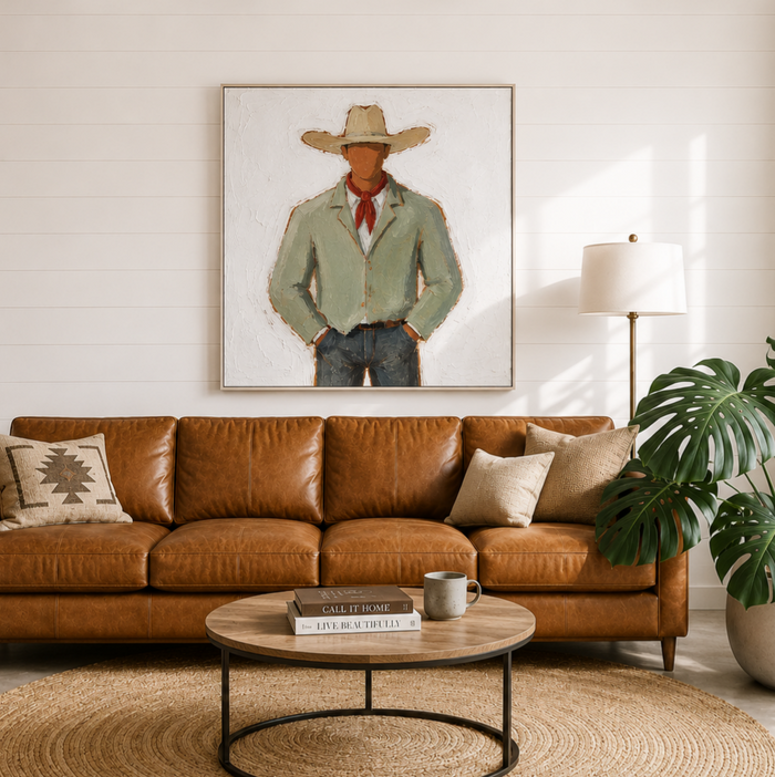 “Dust Trail Gentleman” – Vintage Western Cowboy Portrait Oil Painting