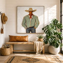“Dust Trail Gentleman” – Vintage Western Cowboy Portrait Oil Painting