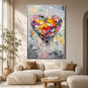 "Vibrant Spectrum" – Textured Heart Palette Knife Abstract Painting