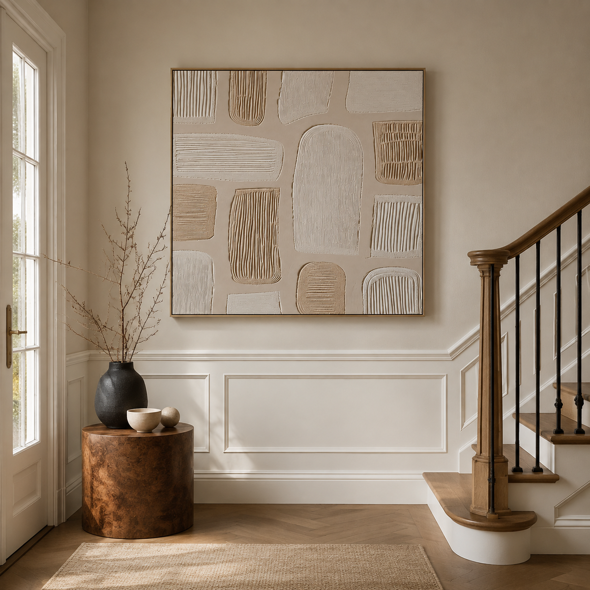 “The Sound of Falling Stones” – Wabi-Sabi Textured Abstract Acrylic Painting
