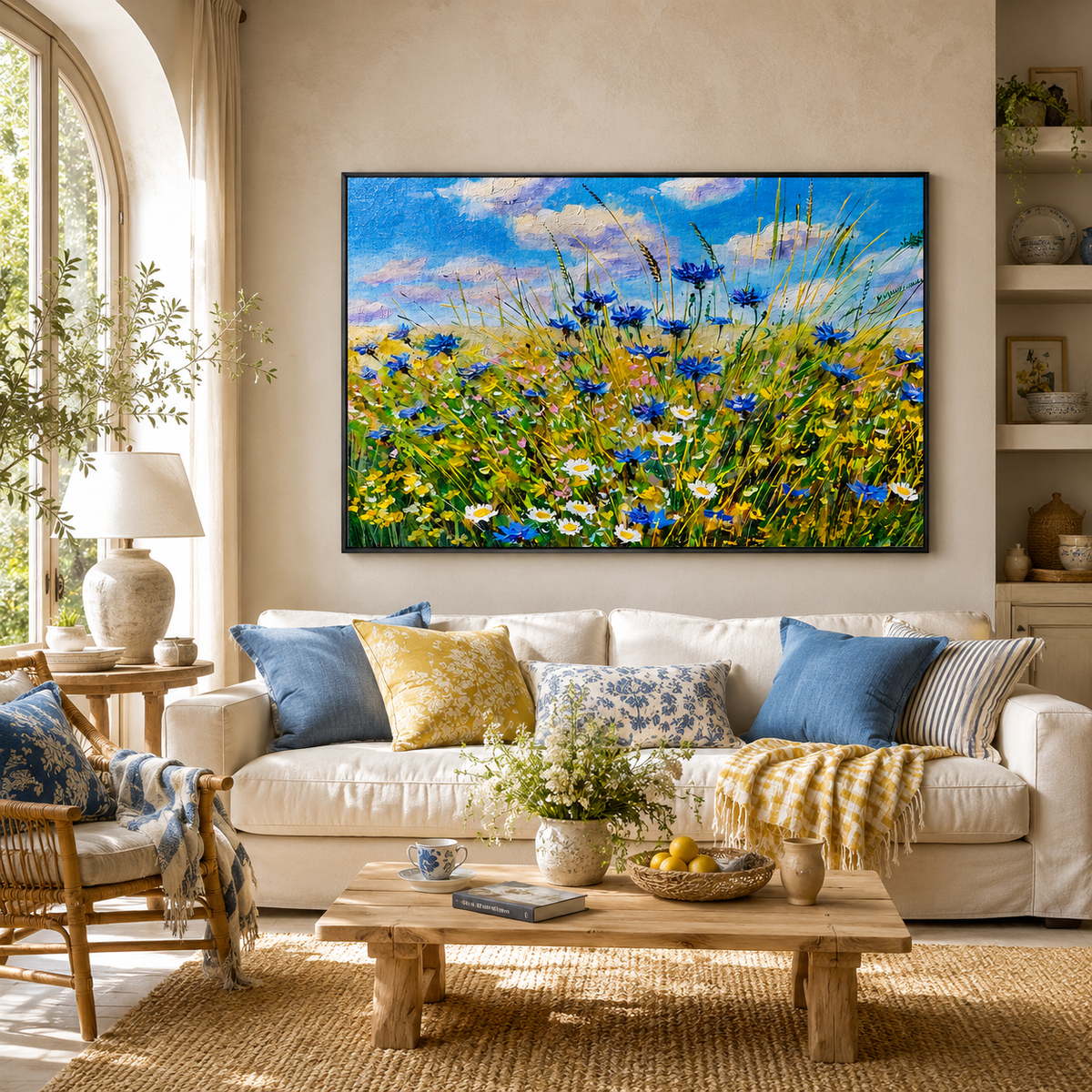 "Summer Breeze" – Impressionist Wildflower Meadow Palette Knife Impasto Oil Painting