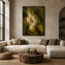 "Verdant Luminescence" – Wabi-Sabi Olive Green Bronze Impasto Oil Painting