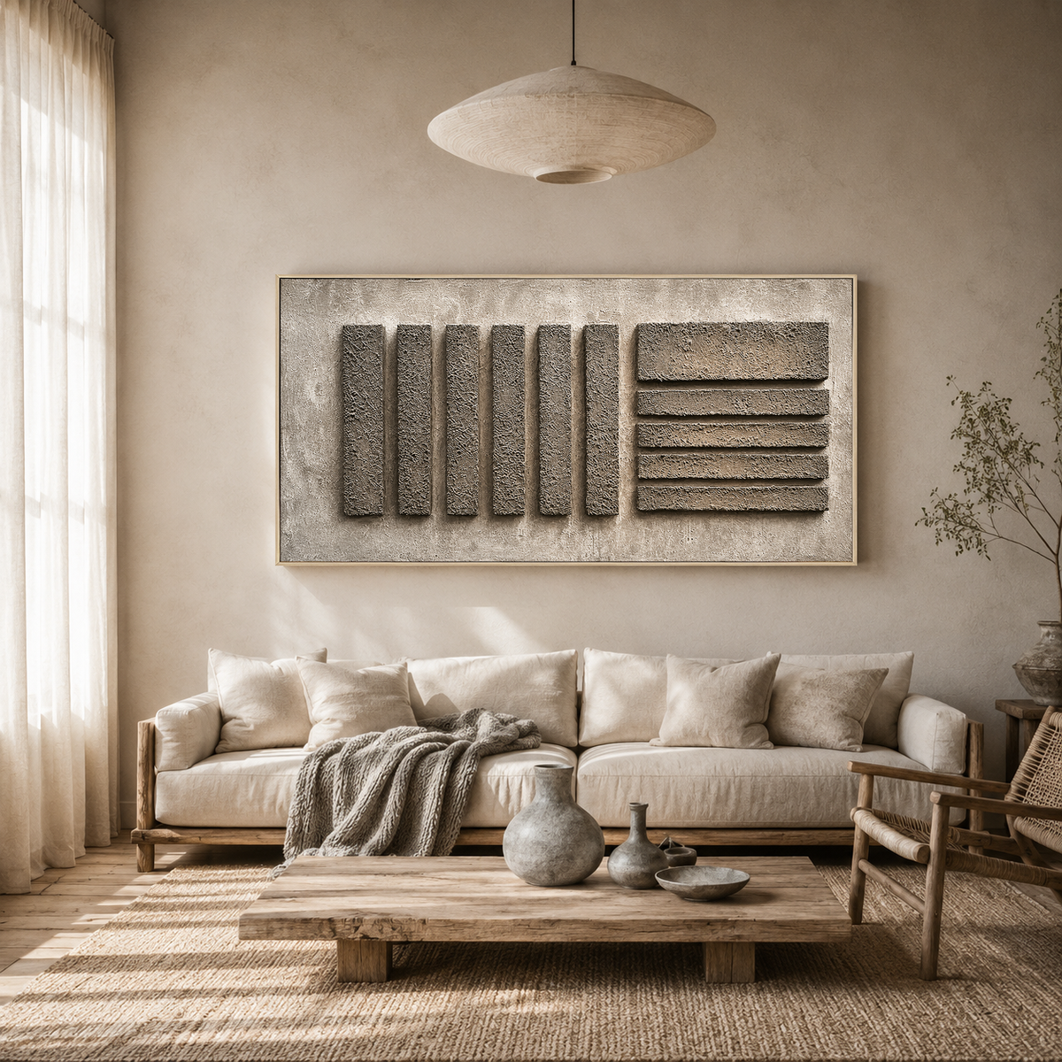 "Ancient Wisdom" – Wabi-Sabi Textured Geometric Abstract Painting